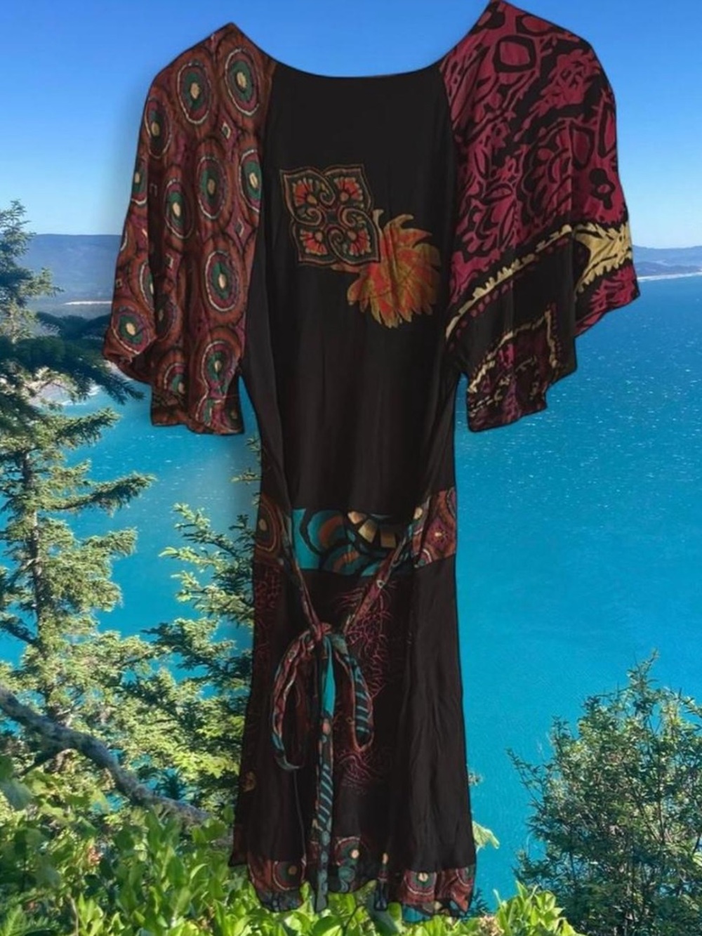 Desigual Black Multicolor Asymmetrical Dress L